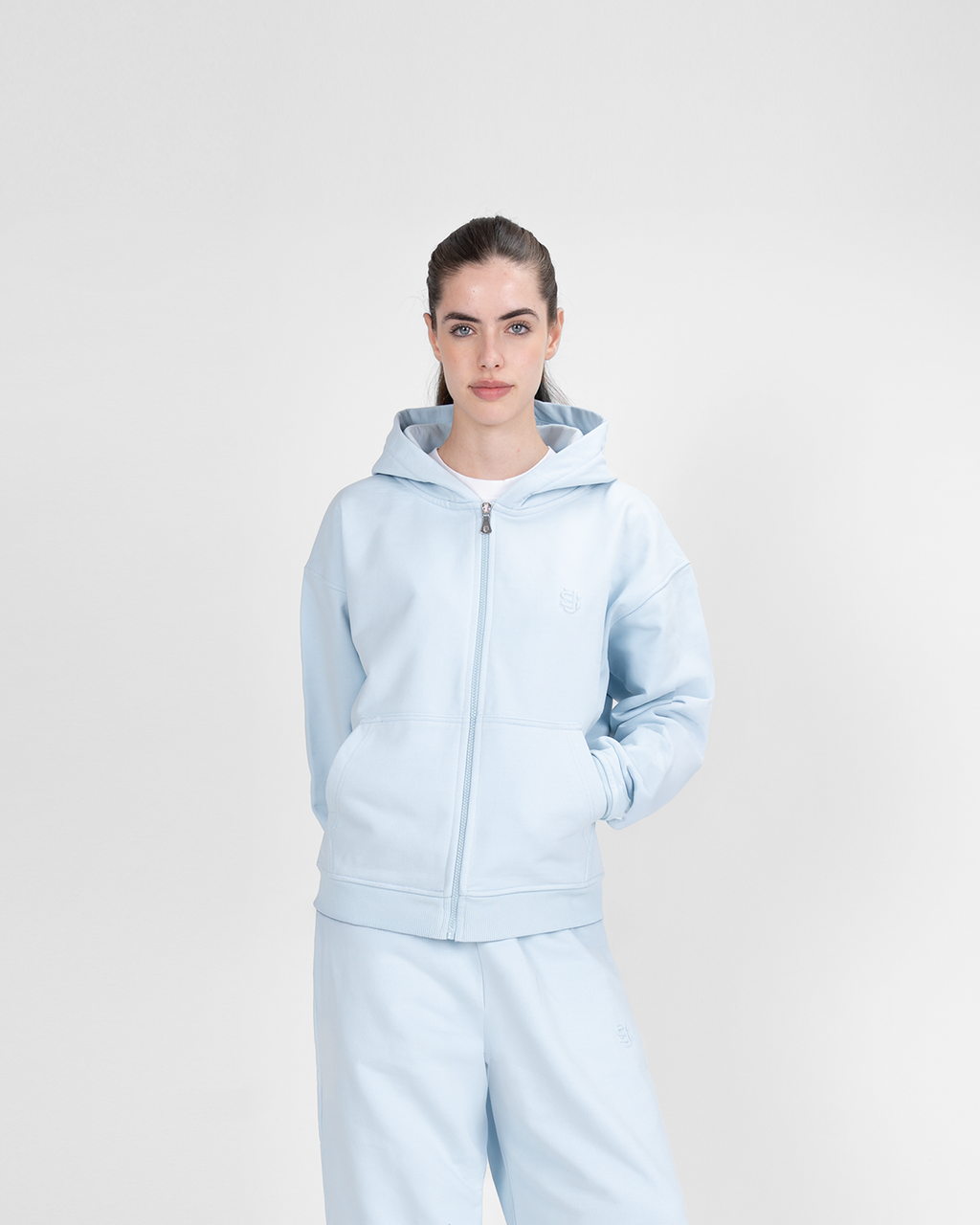 Hoodie zippé SU – Bleu glacier
