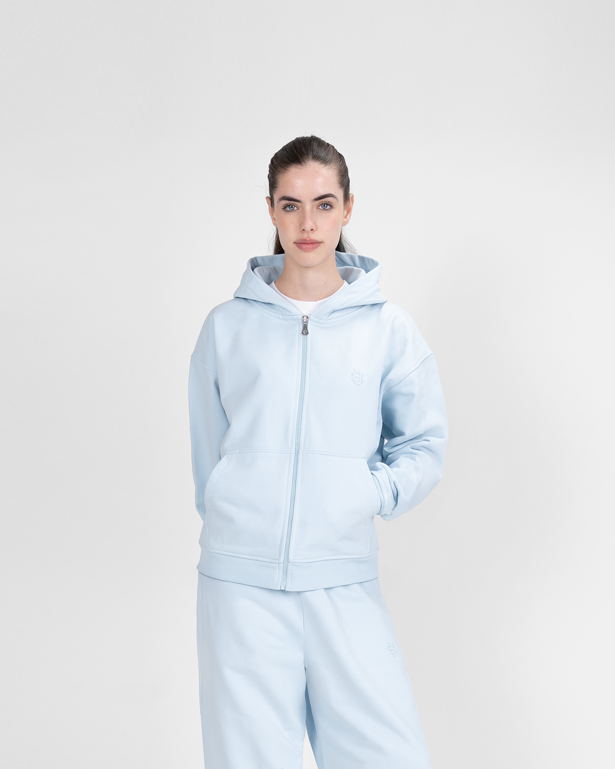 Hoodie zippé SU – Bleu glacier