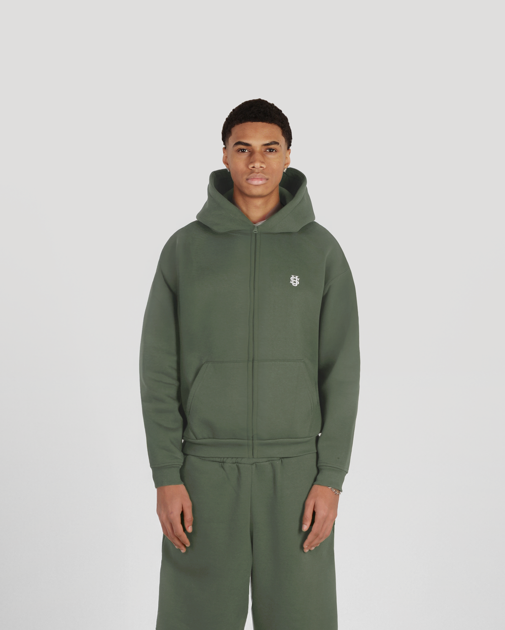 Hoodie zippé Classic – Kaki