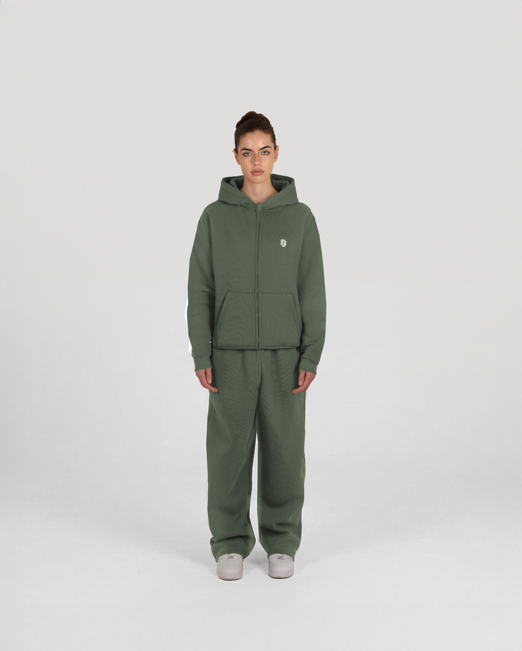 Hoodie zippé Classic – Kaki