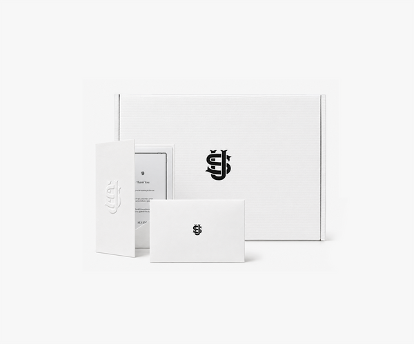Coffret SUVENE : boîte, carte de remerciement et enveloppe