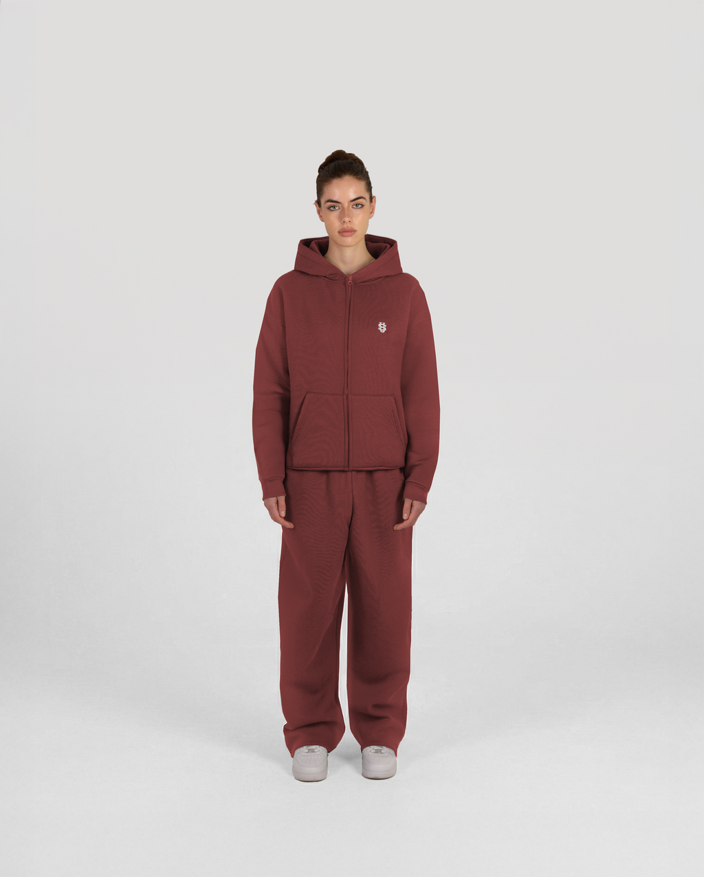 Jogging zippé Classic – Bordeaux